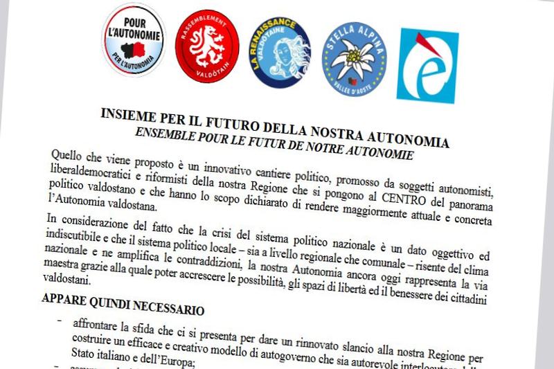 Accordo a 5 per un «cantiere politico autonomista, di centro, liberaldemocratico e riformista»